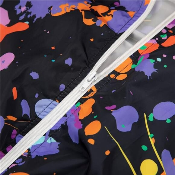 Womens Zip Hoodie Jumpsuit Color Block One Piece Tracksuit Windbreaker Set - Picture 3 of 7